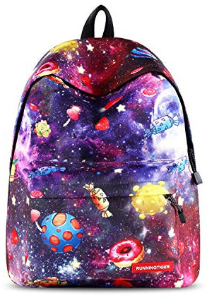 FANDARE Schulrucksack Galaxy Schultasche Junge Mädchen Rucksäcke Schulranzen Teenager Tagesrucksack Reise Daypack Damen 14 Zoll Laptop-Tasche Kinderrucksäcke Wasserdicht Polyester Süßigkeiten