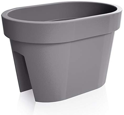 rg-vertrieb Blumentopf Balkonkasten Blumenkasten Geländerkasten Geländertopf Pflanztopf Railing Pflanzgefäß für Balkon & Terrasse 4 Farben (400 Grau)