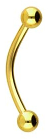 PIERCINGLINE Piercing de acero quirúrgico con forma de plátano | 2 bolas | barra curvada para cejas, pecho íntimo, oreja, etc. | tamaños y colores a elegir, Acero inoxidable
