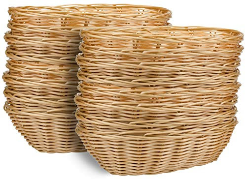 Yesland 16 Pack Plastic Oval Baskets, Food Storage & Fruit Basket, 22 x 15.8 x 7 cm Basket Bin for Kitchen, Restaurant, Centerpiece Display