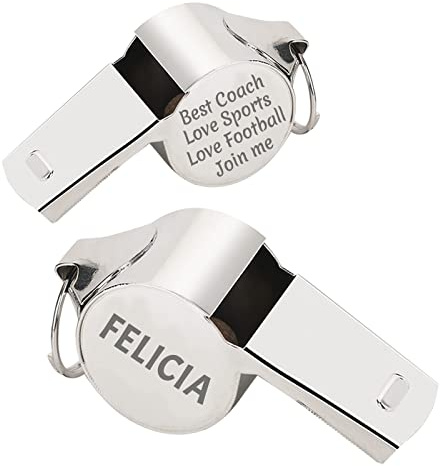 Uiopa Silbato Personalizado, Silbato de Acero Inoxidable con Grabado, Plata/Oro/Oro Rosa Silbato Personalizado para Árbitro, Entrenador, Profesor, Entusiasta de Deportes, Cordón Incluido