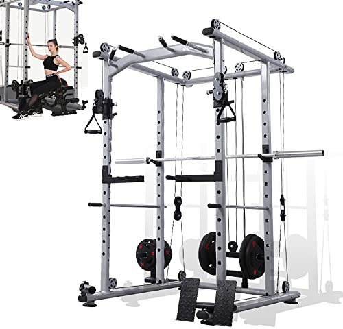 Power Cage, Power Rack Cage, Kabelmaskin, Squat Rack, Lat Pull Down Machine, Multifunktions Power Cage för Home Gym 1102LBS Viktkapacitet Kabelstationer