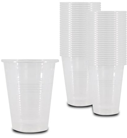 SWAVGO - Einwegbecher 180 ml - Trinkbecher, Partybecher, Plastikbecher, Bierbecher, Mundspülbecher - Becher für Partys Geburtstage Festivals Zahnärzte Tattoo Kosmetikstudio etc. (50, Transparent)