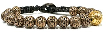 Samsara Bracciale Tibetano Regolabile, Filo in Cotone Cerato, Perlina in Bronzo e Dettagli in Rame, Design Artigianale, Unisex Uomo Donna, Stile Etnico