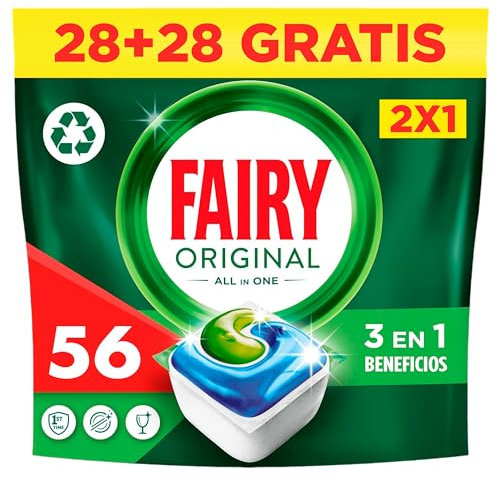 Fairy Original Pastiglie Lavastoviglie Brillantante, 224 Capsule, Limone, Detersivo Con Azione Pulente Al Primo Lavaggio, Efficace Sul Grasso Incrostato Con Azione Brillante