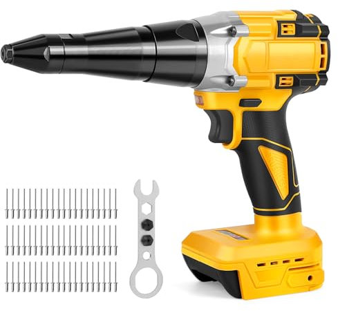 Remachadora Dewalt a batería 20 V profesional sin escobillas con LED, 3 adaptadores, 60 remaches y llaves inglesas