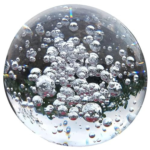 Sfera Cristallo Trasparente con Bolle, Sfere Decorative in Vetro, Palla con Bolle per Fontana da Casa, Ufficio, Meditazione o Fotografia(1.18in/30cm)