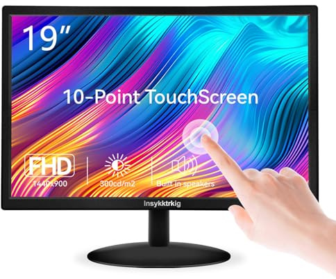 Monitor Touch Screen 19 FHD 1440x900, Display HDMI Multi-Touch, VGA Tipo B, Altoparlanti doppi, 60Hz, VESA, Ampio angolo di visione di 170°, Luminosità 300 cd/m², Regolazione