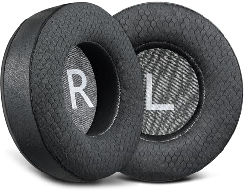 SOULWIT 90 mm Cuscinetti Auricolari in Tessuto a Rete per Pioneer HDJ1000/HDJ1500/HDJ2000 Cuffie, Padiglioni con Schiuma Antirumore - Nero