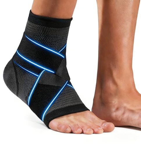 Viexpand Chevillère Avec Bande En Maille Unique Tissu Aéré Tricoté 3D, Chevillère En Tricot Pour Homme Et Femme, Attelle Cheville De Compression, Ajustable, Pour Les Deux Pieds, XL