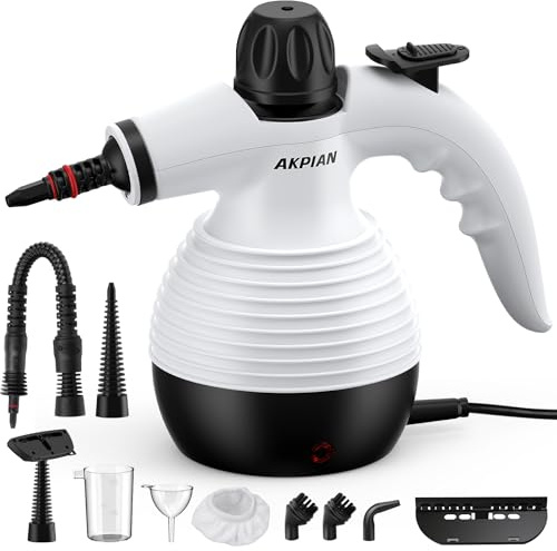 AKPIAN Pulitore a vapore portatile con set di 10 accessori inclusi