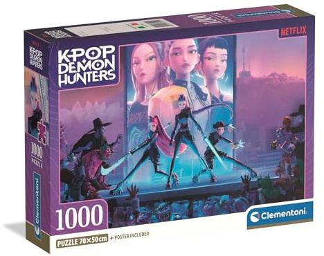 Puzzle K-Pop Demon Hunters 1000 Pièces au Format 70x50 cm Dès 14 Ans | Illustration tendance issue du film d'animation à très grand succès mondial | poster inclus dans la boîte | idée cadeau