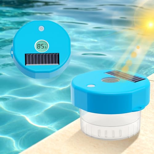 Termometro Piscina, Solar Termómetro Piscina Flotante con Pantalla Digital de Fácil Lectura, Resistente al Agua IPX8, Risparmio Energetico, para Piscinas, Bañeras de Hielo y Jacuzzis