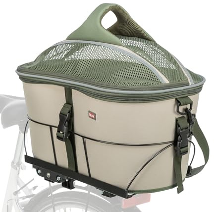 TRIXIE Cestino per bicicletta, verde oliva/beige