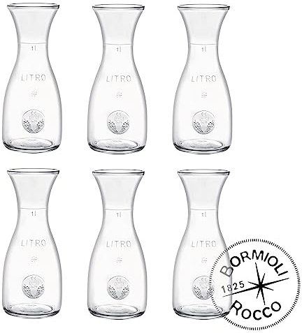 Bormioli Rocco - Juego de 6 jarras de Vino, decantador, Jarra de Agua, Jarra de Cristal, Jarra de Vino, Jarra de Zumo, Jarra de Agua, 26,2 cm