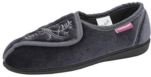 DUNLOP Ladies Famous Bluebell Machine Washable Touch & Close Slippers (5 UK, Grey)