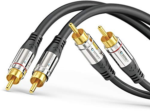 Sonero® Premium 12,5m Cinch Kabel, 2x Cinch auf 2x Cinch, Audio Kabel, Subwoofer, HiFi-Anlage, Verstärker, schwarz