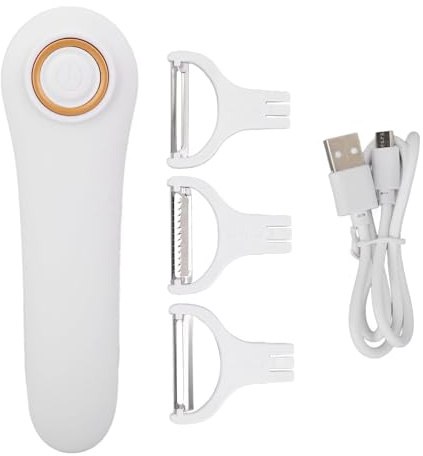 Electric Peeler, Kitchen Vegetable Peeler Potato Peeler Electric Peeler Handheld USB Rechargeable Fruit Vegetables Peeler with 3 Cutter Heads Kitchen Gadgets for Apples Potato Carrots Cucumber