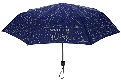Legami - Parapluie pliant, Ouverture manuelle, Structure coupe-vent, Boîtier inclus, Léger, Portable, Ø 100 cm, Tema Stars, Stars