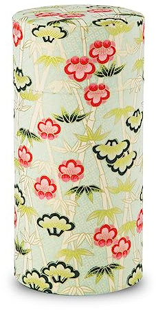 NOREN] Japanische Washi Teedose für Losen Tee 200g (Shoutikubai - Grün) / Mit Luftdichtem, Feuchtigkeitsbeständigem, Innenverschluss