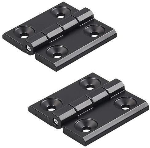 2 Stück schwarzes Scharnier aus Zinklegierung 60x60mm Türrahmenscharniere Aluminiumprofilscharnier Installationssatz für 2020 Aluminium-Extrusionsprofilschlitz 6mm