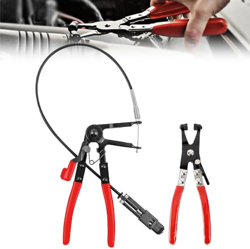 Schlauchklemmenzange, 2Pcs Schlauchschellenzange mit Geradem Hals Schlauchschellen Zange Schlauchschellenzange KFZ Federbandschellenzange Werkzeug Schellenzange KFZ, 650 mm