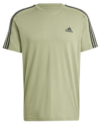 adidas Herren Essentials Single Jersey 3-Stripes Tee, Tent Green, L
