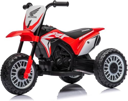 Moto da Cross Elettrica per Bambini Honda CRF450L 6V a 3 Ruote con Licenza Ufficiale – Clacson Integrato, Mini Moto Giocattolo per 18–36 (Rosso)