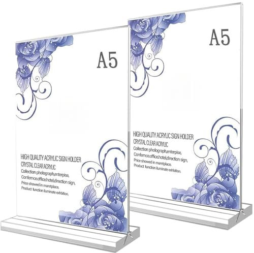 ZDL Acryl-Tischaufsteller, 2 Stk., T-Ständer, Preisschild-Aufsteller, Restaurant, Café, Hochzeit, etc.