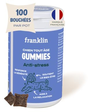 Franklin – Complément Alimentaire pour Chien – Apaisant Chien – Anti-Stress – Diminution Anxiété – Actifs Naturels – Tout Âge – 100 Bouchées – 150g