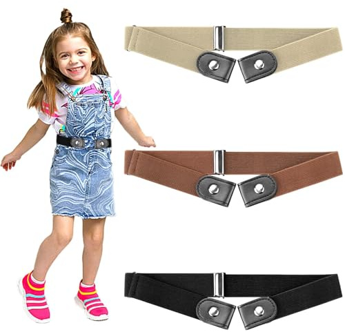 KGGZKG Lot de 3 ceintures sans boucle - Élastique - Réglable - Sans boucle - Invisible - Pour enfant