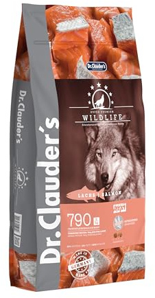 DR.CLAUDER'S – Wildlife | Cibo secco naturale con acidi grassi omega e minerali per cani adulti, cibo completo senza cereali in sacchetto senza conservanti | 11,5 kg di salmone