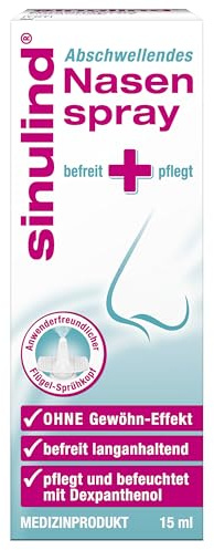sinulind Abschwellendes Nasenspray 15 ml | Unterstützende Behandlung von Schnupfen, Heuschnupfen, entzündeter Nasenschleimhaut und verstopfter Nase | Mit hypertoner Kochsalzlösung und Dexpanthenol
