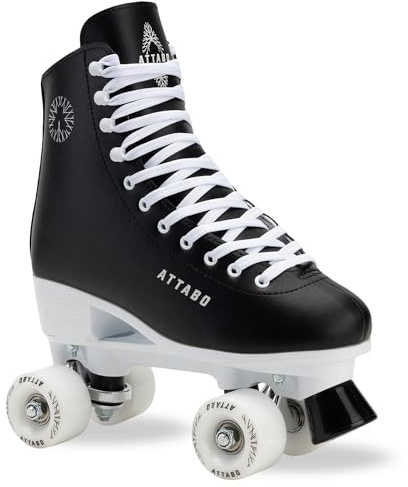 ATTABO Serena - Patins à roulettes pour Femme - en Cuir écologique - Roulement ABEC-3 - Cadre en polypropylène et Patin en Aluminium - Roues 82A 54 x 32 mm - Frein en TPU - Laçage Classique - Sûr et