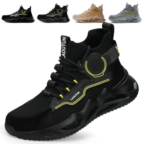 GUYISA PRO Steel Toe Cap Safety Trainers Mens Breathable Work Shoes | Anti-Impact Protection, Puncture-Resistant Midsole, Breathable Mesh, Lightweight, Comfort