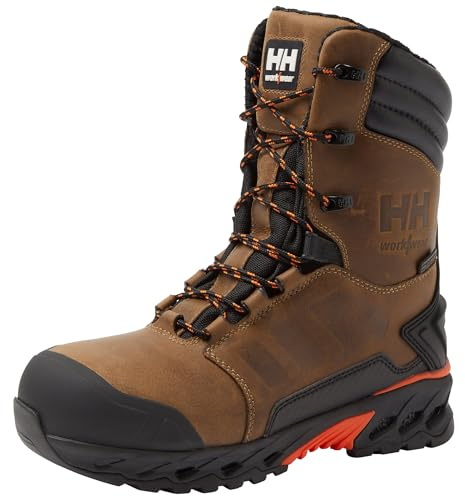 Helly Hansen Bifrost Waterproof Work Boots, 782 Dark Brown/Orange, 9.5 Wide
