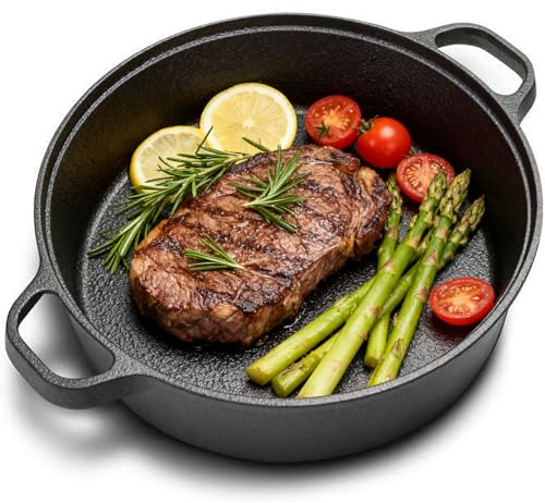 LIYGAOF Gusseisen Grillpfanne Bratpfanne Antihaft Pfanne: 22-35cm Induktionspfanne Ohne Chemische Universal Wok Gleichmäßige Wärmeleitung für Gesundes Kochen Backen (30cm)