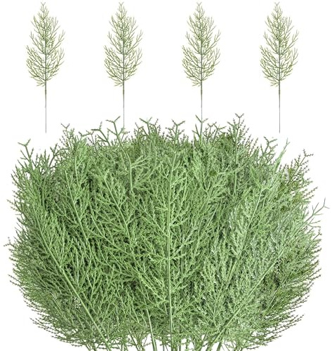 30 Pcs Christmas Norfolk Pine Branches, Christmas Real Touch Norfolk Stem Artificial Needle Branche Artificial Greenery Pine Needle Branches for Xmas Garland Wreath DIY Crafts Home Decor (34CM)