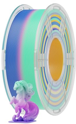 Mecpow Filamento PLA Arcobaleno1.75mm, Stampante 3D PLA Filamento 1kg, Seta Arcobaleno Multicolore, superficie liscia e alta resistenza, ideale per progetti di stampa 3D creativi