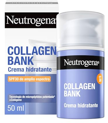 Neutrogena Collagen Bank Crema hidratante facial SPF30 (1 x 50 ml), crema solar anti-edad que preserva el colágeno, para una piel más tersa, apta para rostro y cuello