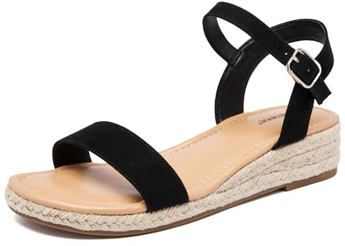 Ataiwee Sandales à talon compensé à plateforme pour femmes,Sandales Espadrilles Habillées d'Été à Bride de Cheville et Bout Ouvert