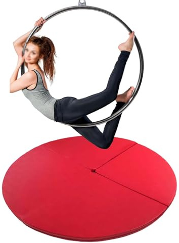 Pole Dance-matta, tjock, vikbar Pole Dance-matta, Crashpad för Aerial Hoop – 160 x 3 cm säkerhetsmatta för hemmagym, lämplig för Lyra-ringar och strippstänger, röd, idealisk för