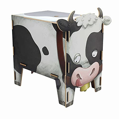 Werkhaus VB 9312 Hocker Kuh Schwarz-Weiß ca. 43 x 46 x 28,5 cm Sitzhocker Holzhocker Spielzeugtruhe