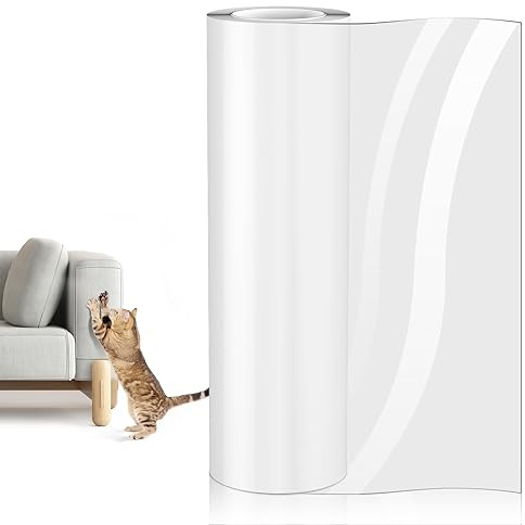 Cat Anti Scratch Tape (44cm x 3m) Transparent Anti Scratch Furniture Protector, Wear and Scratch Resistant Cat Scratch Deterrent Sticky Paws Tape for Carpet, Sofa, Couch, Door