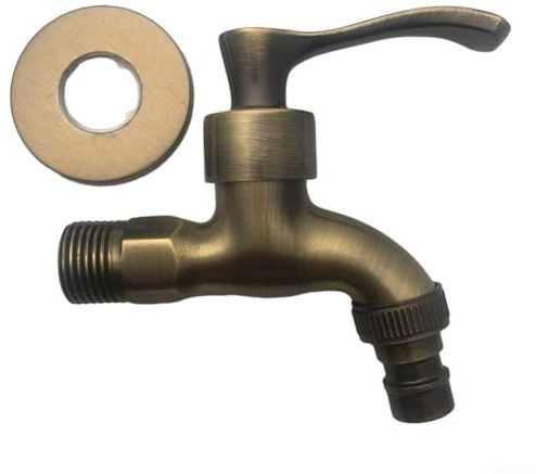 Rubinetto miscelatore per lavello in bronzo antico, montaggio a parete, stile vintage, in ottone massiccio, rubinetto per acqua calda e fredda, rubinetto per esterni (bronzo)