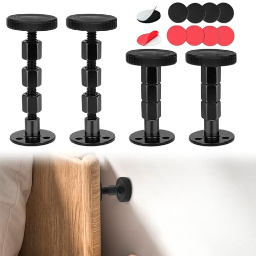 Rierousy 4 Piezas Antivibraciones Roscado Marco de Cama 30-110mm, Tope Cama Ajustable Espaciador, Soporte de la Cama Viga Central para Camas, Sofás, Mesas