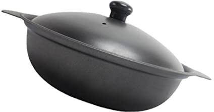 TOPBATHY 1pezzi Casseruola Piccola in Ghisa Con Coperchio Pentola Per Stufati e Riso Giallo Brasato Risparmio Energetico e Rispetto Ambientale Per Cucina Casalinga