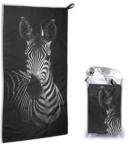 LAMAME Schnell trocknendes Handtuch mit Zebramuster, tragbares Mikrofaser-Badetuch, leichtes Strandtuch