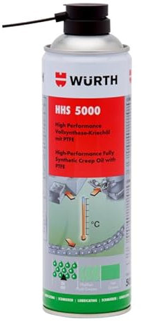 Würth HHS® 5000 Haftschmierstoff, 500 ml, Synthetisch mit PTFE, Hohe Viskosität, 500 Gramm, Korrosionsschutz, Hochtemperaturbeständige Schmierung, Ideal für Versteckte Schmierstellen