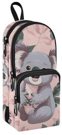 Green Leaf Koala-Federmäppchen, großes Fassungsvermögen, Stifttasche mit Fach, Schüler-Form, Schreibwaren-Organizer, Federmäppchen, Marker-Etui für Schule, Büro, Arbeit, Green Leaf Koala,